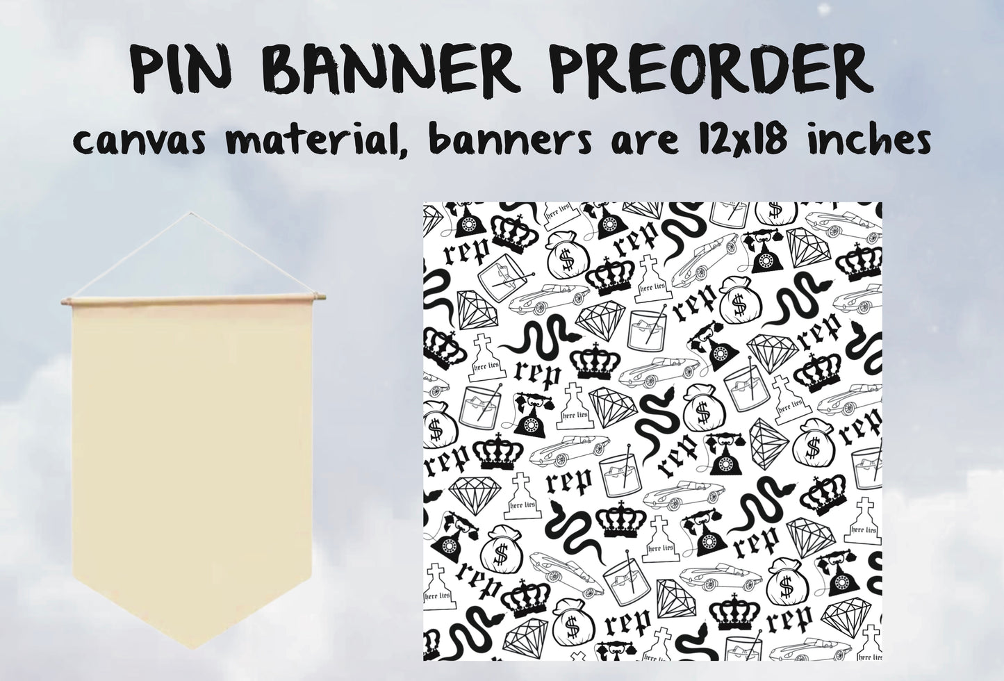 Black Symbols Pin Banner