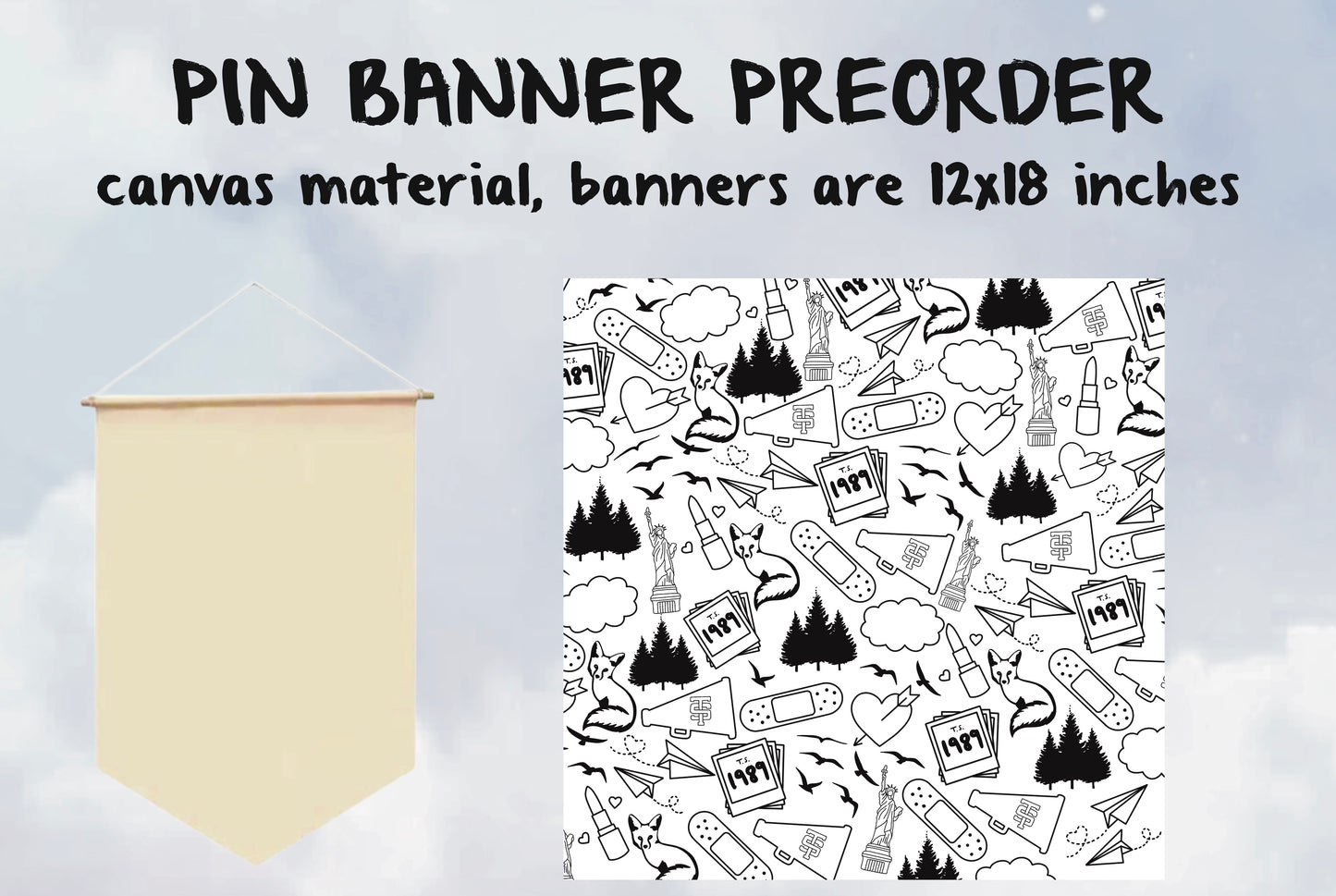 Light Blue Symbols Pin Banner