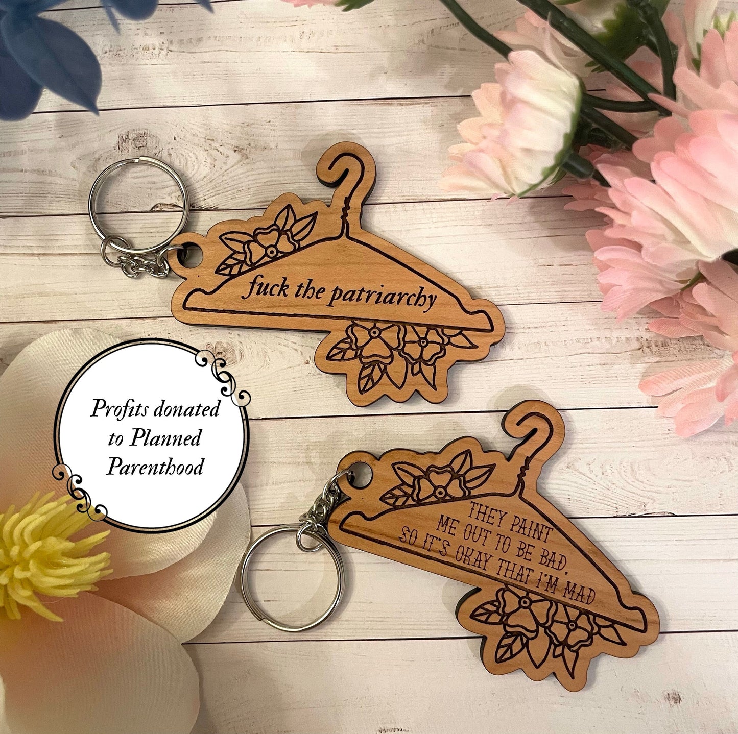 Women’s Rights Keychain - Pro Choice Keychain - Hanger Keychain - Fuck the Patriarchy Keychain