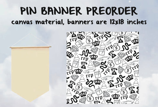 Black Symbols Pin Banner