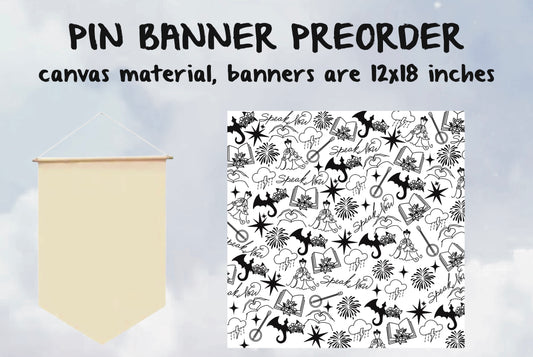 Purple Symbols Pin Banner