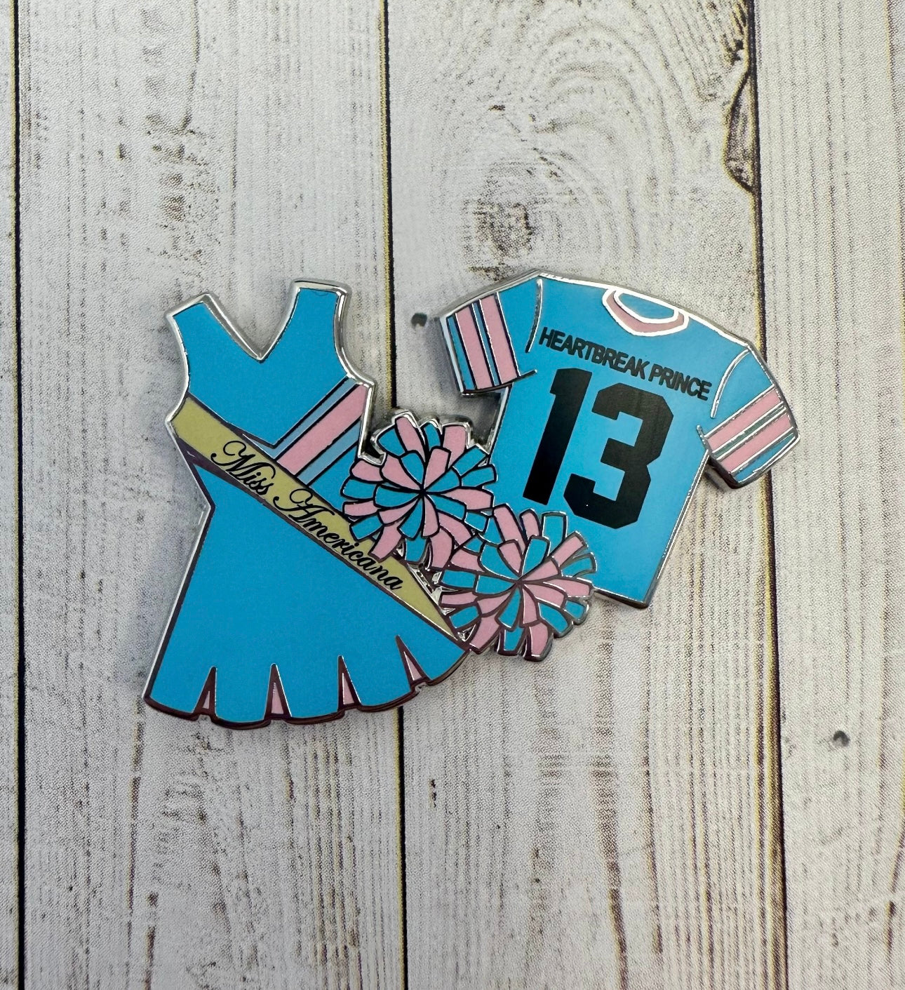 cheerleader and football jersey pin