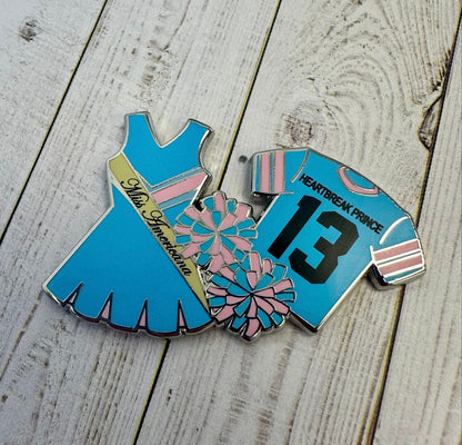 cheerleader and football jersey pin