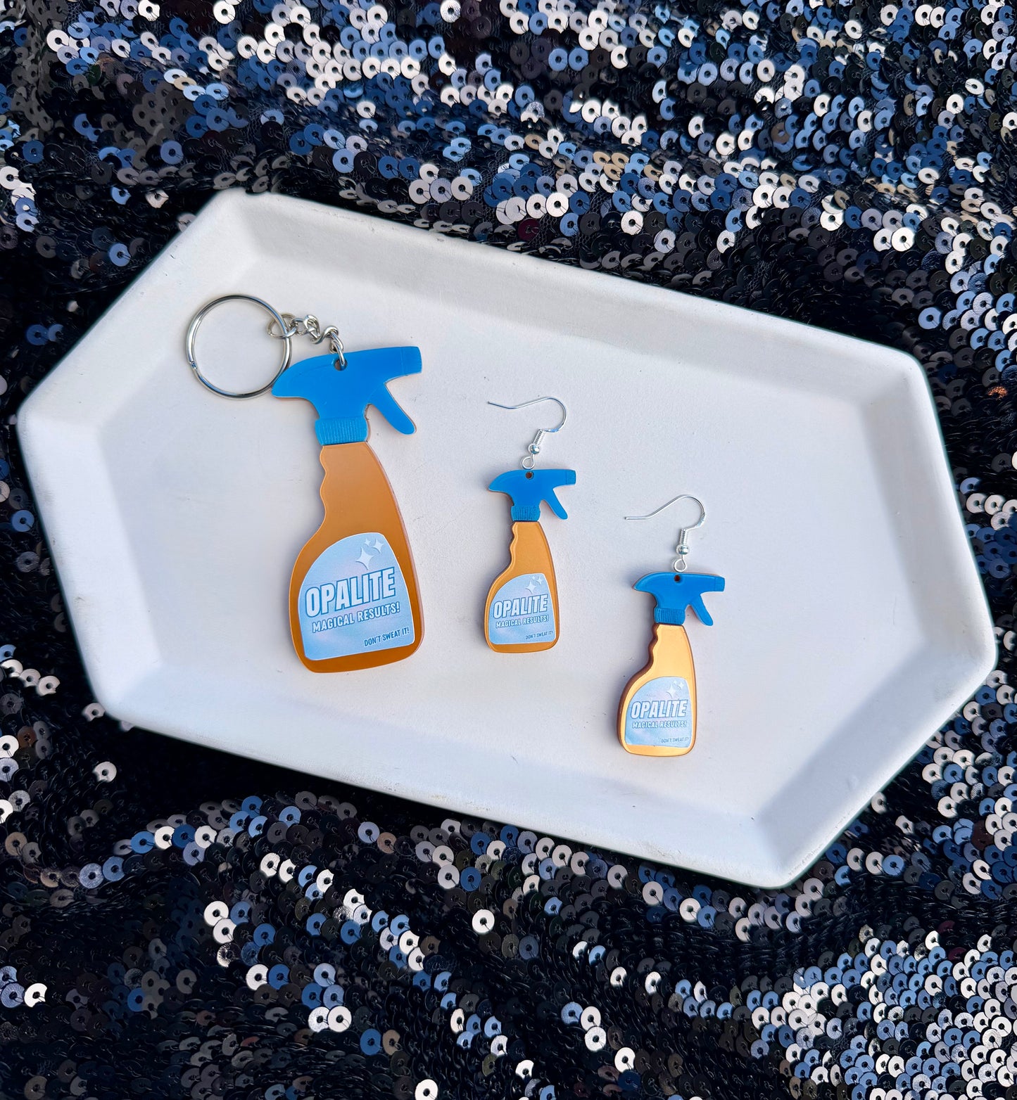 Spray Bottle Earrings + Spray Bottle Keychain