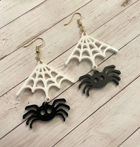 Spider Earrings - Spooky Earrings - Halloween Earrings - Spider Web Earrings - Witch Earrings