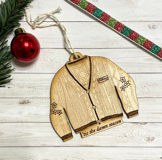 Folklore Ornament - Taylor Swift Ornament - Tis The Damn Season Ornament - Cardigan Ornament