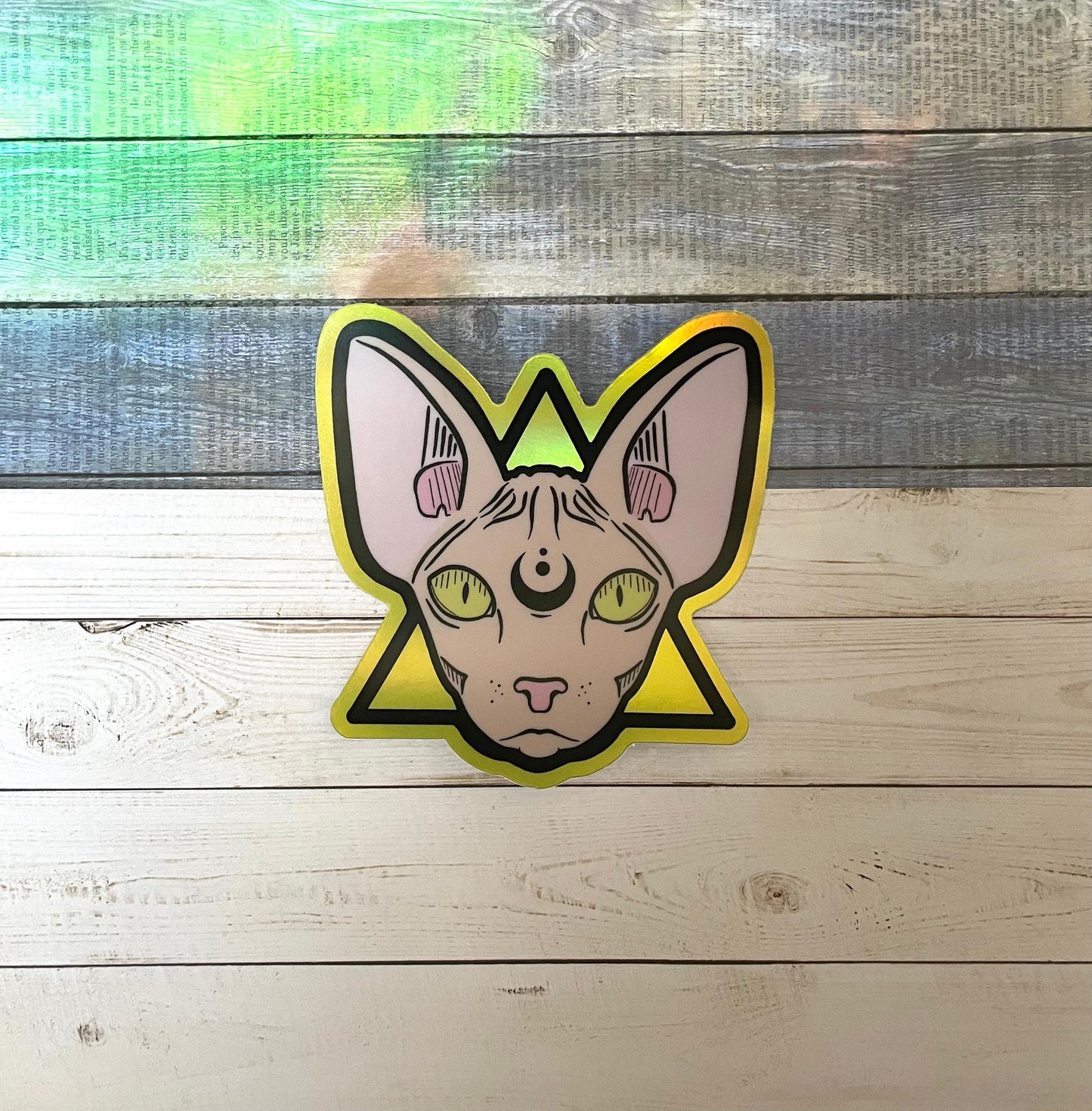 Cat Sticker - Sphinx Cat Sticker - Gold Foil Sticker