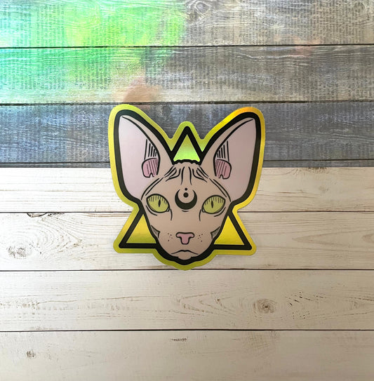 Cat Sticker - Sphinx Cat Sticker - Gold Foil Sticker
