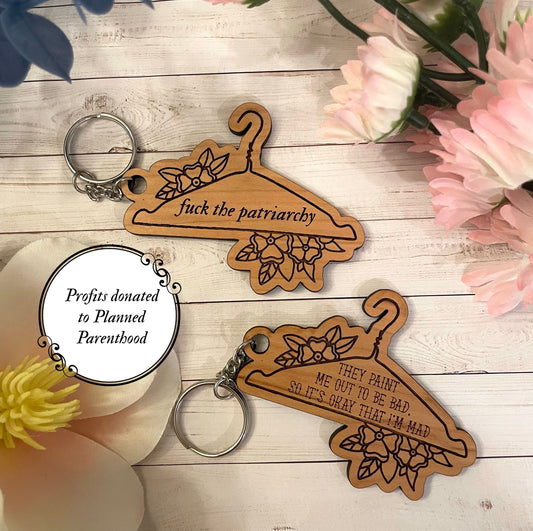 Women’s Rights Keychain - Pro Choice Keychain - Hanger Keychain - Fuck the Patriarchy Keychain